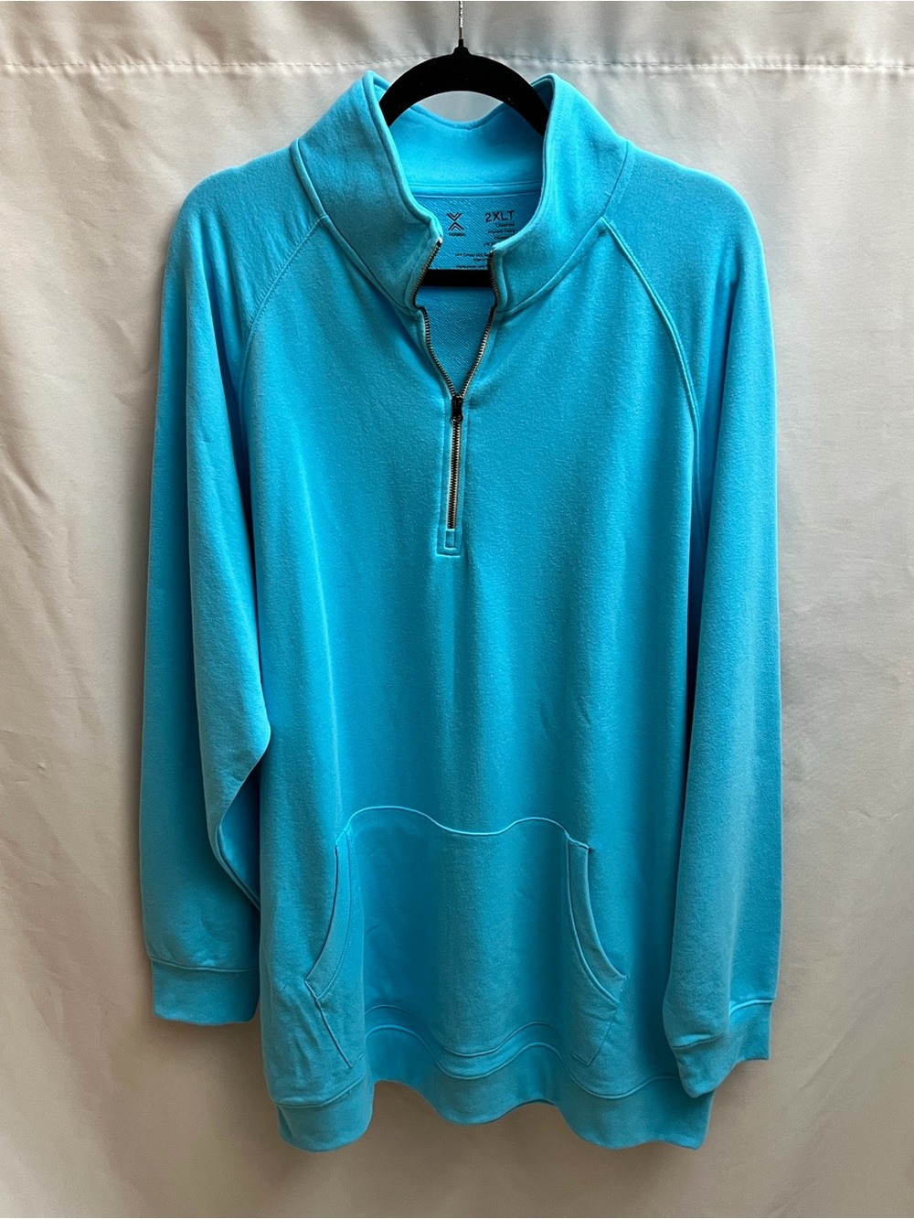 Xersion Big & Tall 2XLT French Terry 1/4 Zip Pullover Sweatshirt Aqua Blue NWT